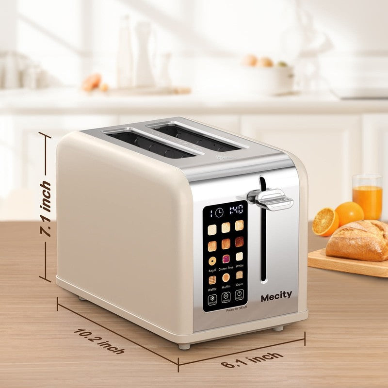 2 Slice Touchscreen Toaster, Stainless Steel, 6 Shade Settings, Wide Slots, Rehe7
