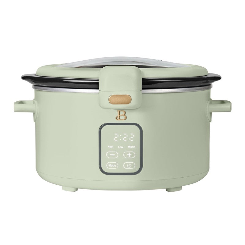 4 Qt Digital Slow Cooker with Hinged Locking Lid, Sage Green by Drew Barrymore0