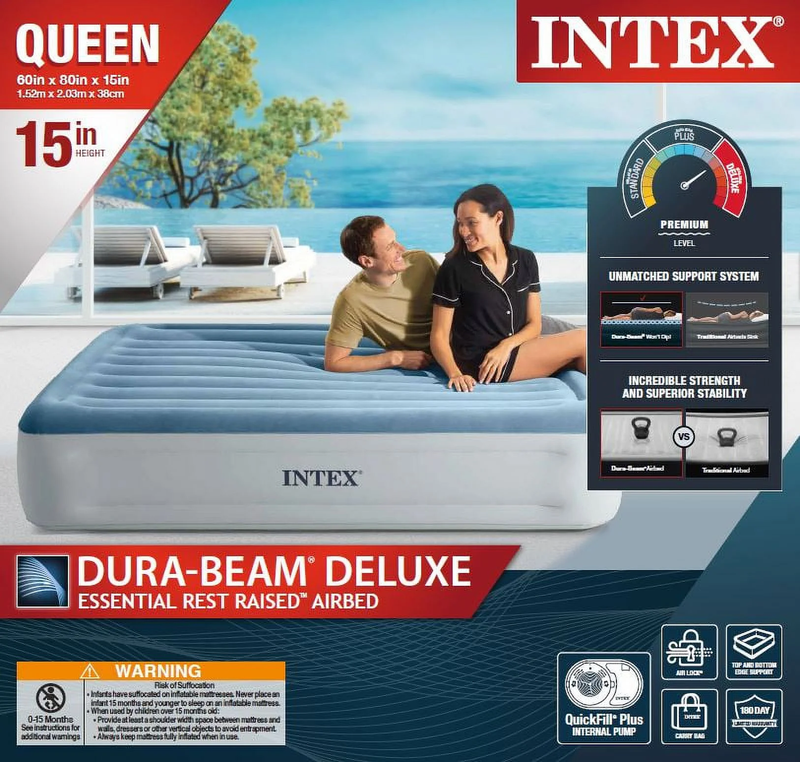 15" Queen Dura Beam Deluxe Airbed Mattress w/ Built In Pump Essential Rest6
