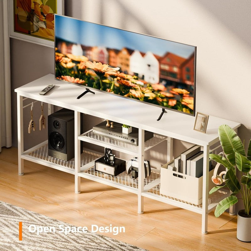 TV Stand for up to 55" TVs, Entertainment Center with Open Storage, White5