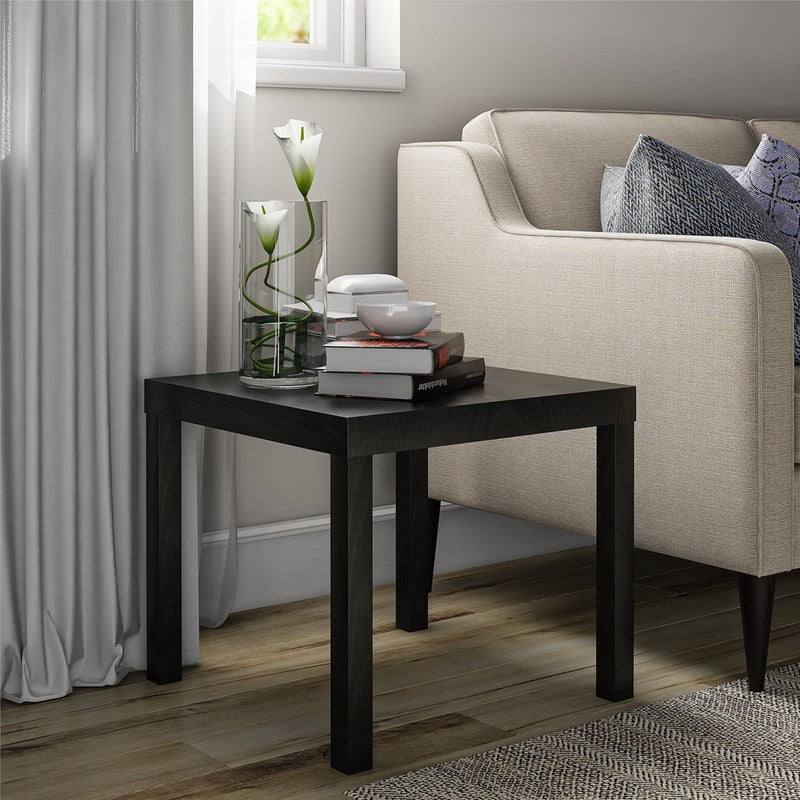 (4 Pack)  Parsons End Table, Black Oak5