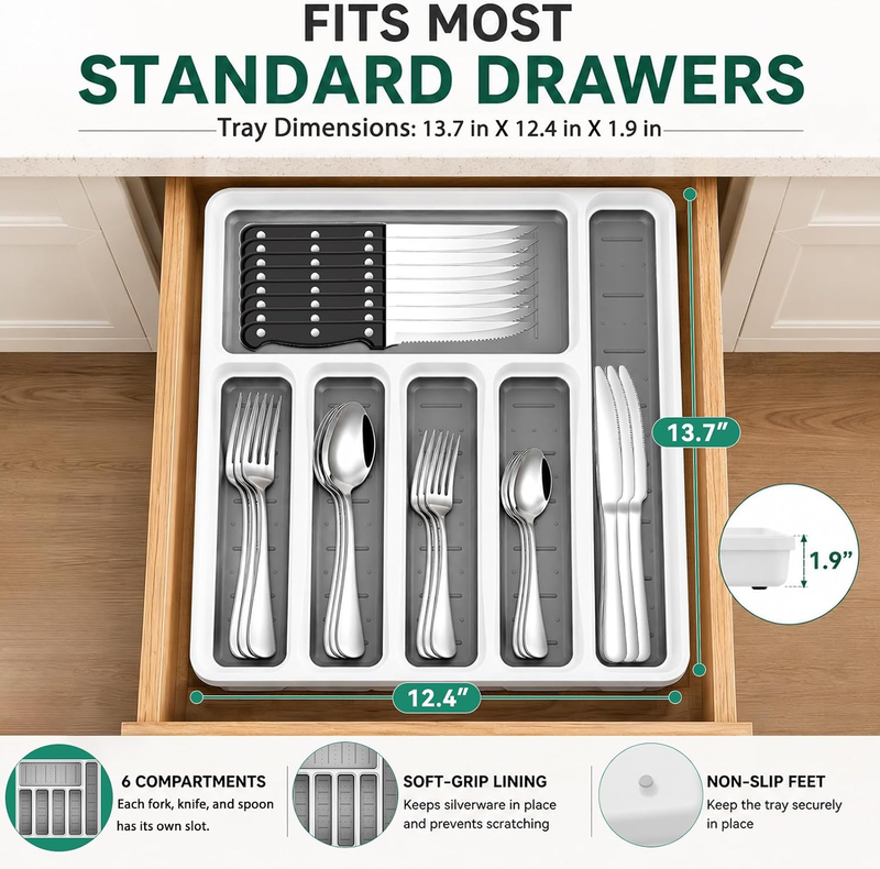 49Pc Stainless Steel Silverware Set for 8 w/ Organizer Steak Knives2