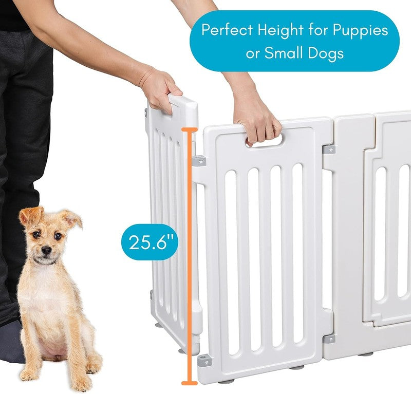 8 Panel Dog Playpen w/Door 25.6in Plastic Puppy Pet Fence Indoor Outdoor White4