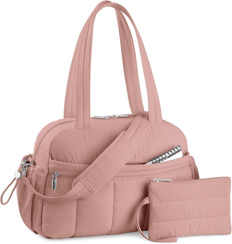 Travel Duffel Bag Women Puffer Gym Weekender Wet Pocket Carry On Dark Pink0
