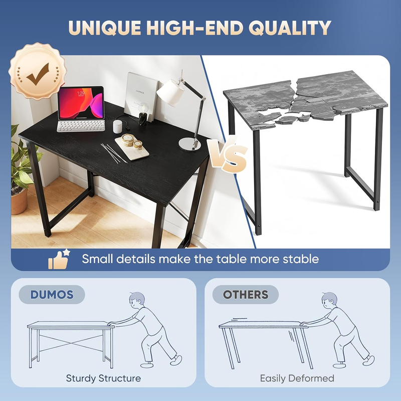 31in Modern Computer Desk Home Office Study Work Table Black3