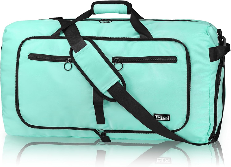 65L Travel Duffel Bag Foldable w/ Shoe Compartment Water Resistant Gray10