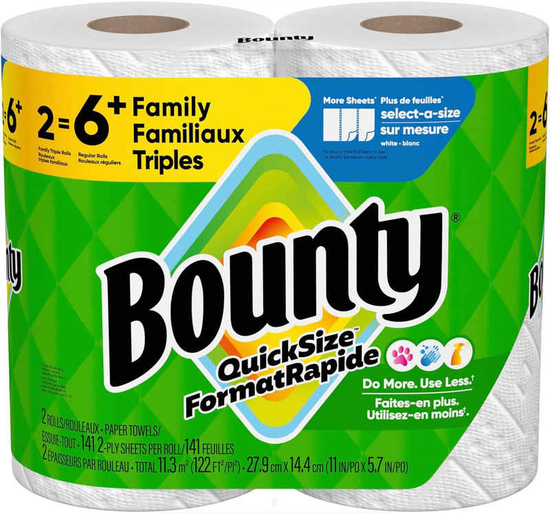 Paper Towels Quick Size White 2 Family Triple Rolls 6 Regular Rolls8
