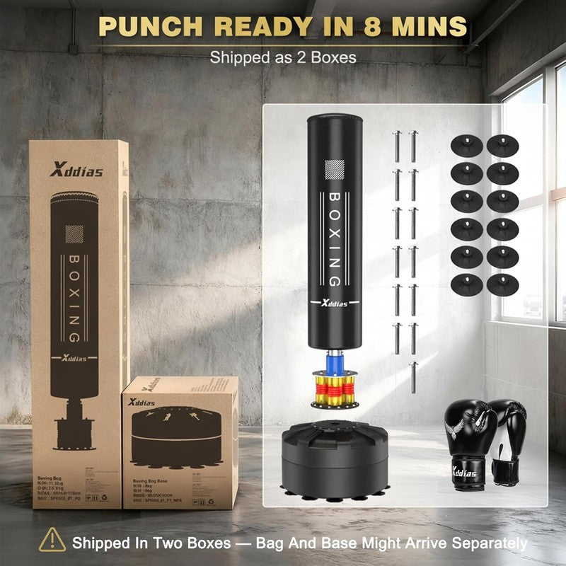 70in Freestanding Punching Bag w Gloves Heavy Boxing Kickboxing MMA6