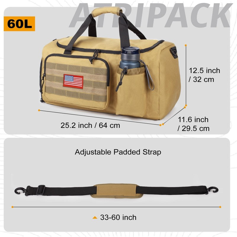 2 In 1 Gym Duffle Bag 60L Convertible Travel Bag Shoes Compartment Luggage3