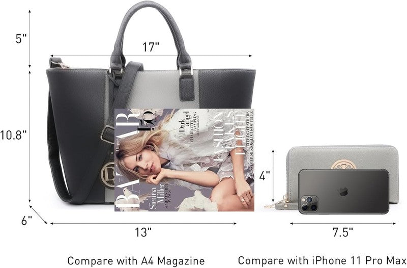 Large Satchel Purse Handbag for Women Shoulder Work Tote Bag with Wallet5