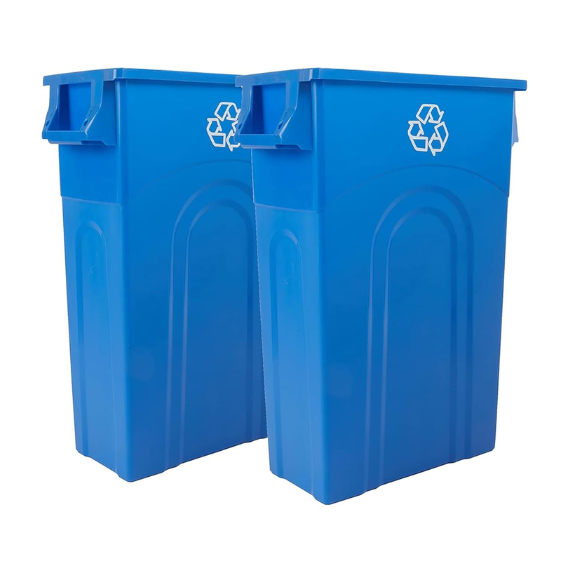 Highboy 23 Gal Blue Recycling Bin Slim Space Saving Indoor/Outdoor Use 2 Pack8