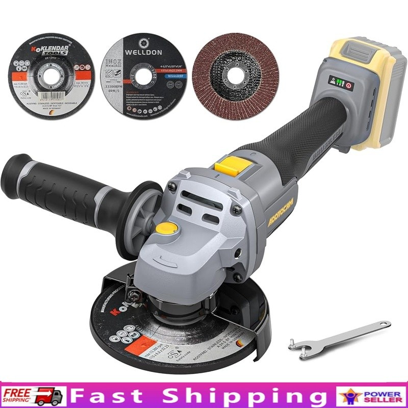 Cordless Angle Grinder 20V Brushless Motor 3 Speed Control Ergonomic Safety New9