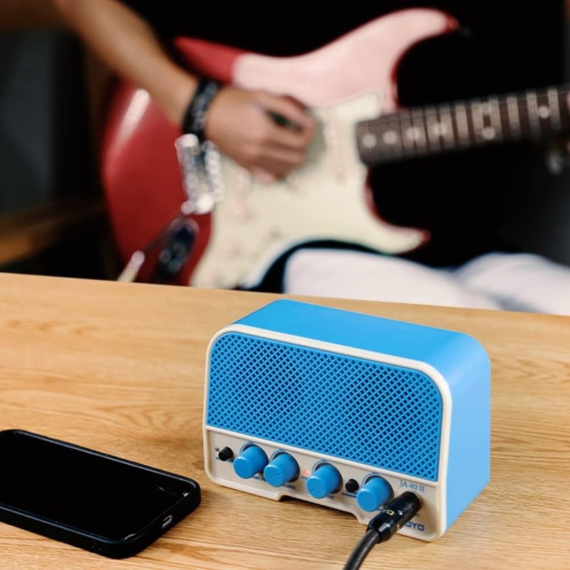 JA-02 II Mini Guitar Amp, 5W Bluetooth Rechargeable Practice Amplifier (Blue)2