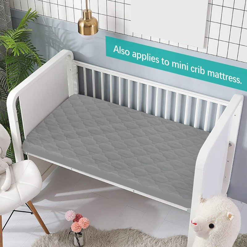 Waterproof Pack and Play Mattress Pad Fitted Sheet, Gray, 39" x 27"3