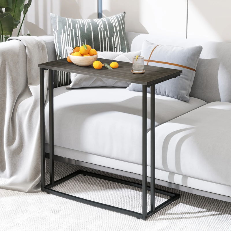 C Shaped End Table Sofa Side Table Metal Frame Living Room Gray2