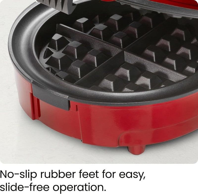 Anti-Overflow Belgian Waffle Maker Nonstick Iron Temp Control Red6
