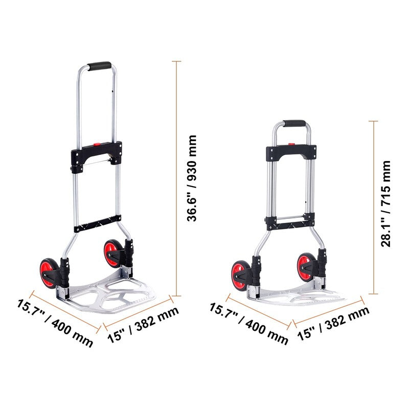 Folding Hand Truck Aluminum Luggage Trolley Cart Dolly 176 Lbs Bungee Cord7