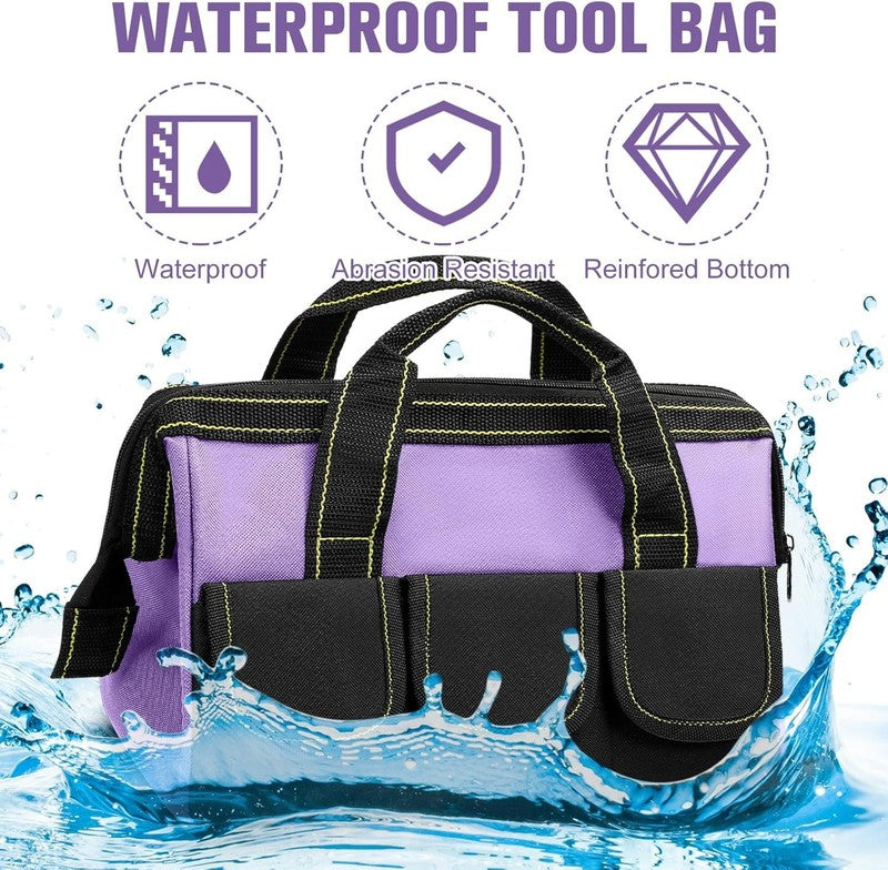 3 Pack Tool Bag 16" Waterproof Hard Bottom Heavy Duty Electrician Tote2
