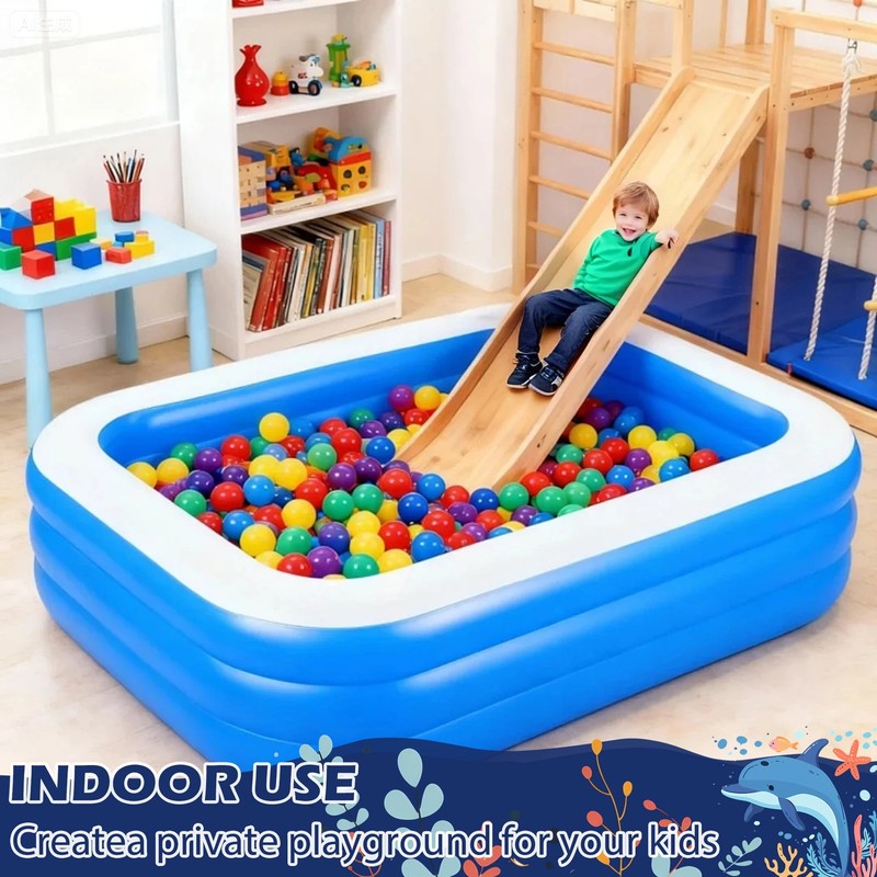 Inflatable Pools Kiddie Pool, 71" X 47" X 24" Indoor Rectangle Swimming Pool for5