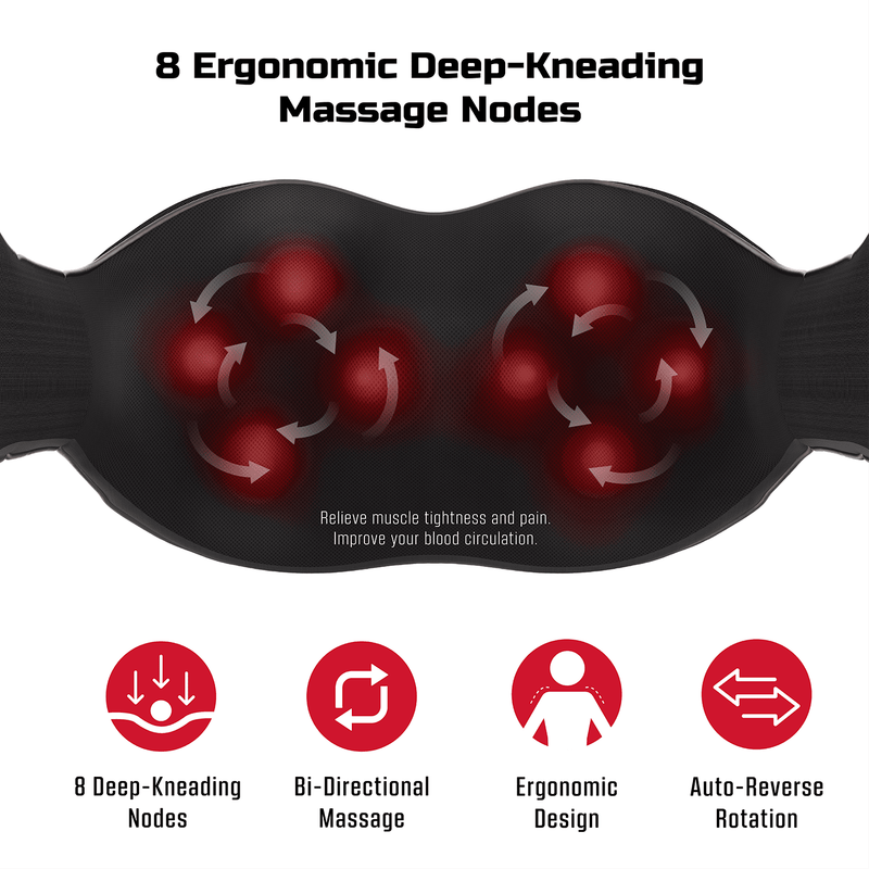 Cordless Shiatsu Neck & Back Massager with Heat – USB Rechargeable Shoulder 3