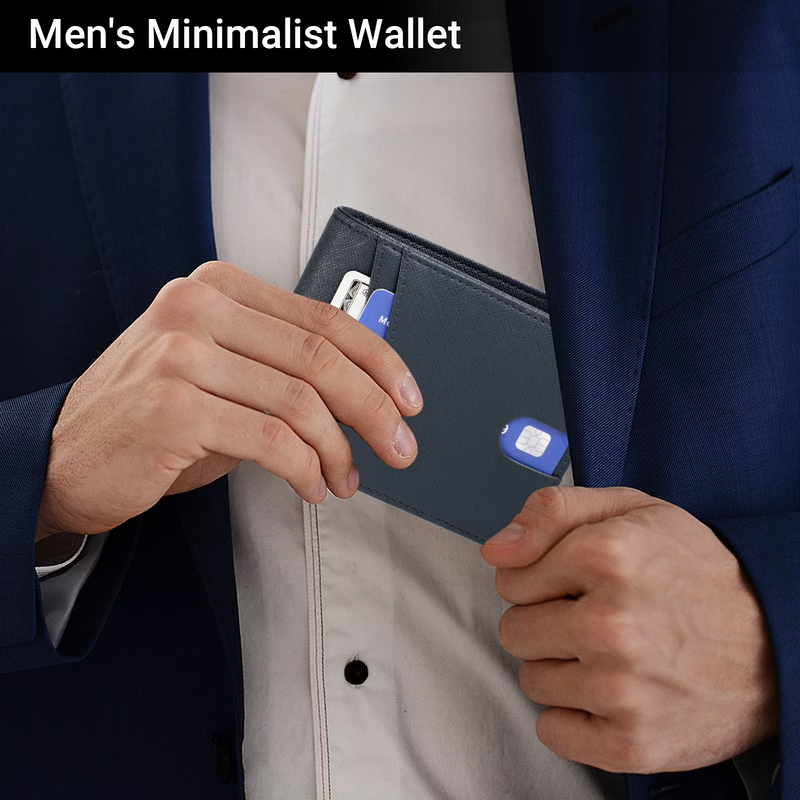 Men's Slim Leather RFID Blocking Bifold Wallet 2 ID Windows Holds 15 Cards  7