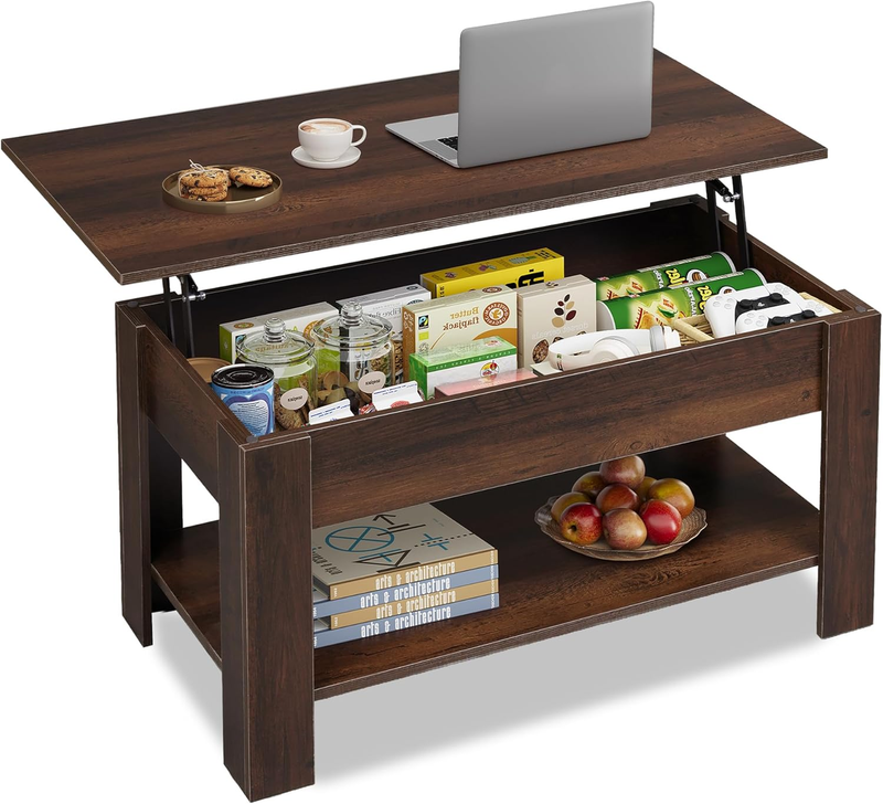 39" Lift Top Coffee Table w/ Hidden Compartment Storage Shelf Espresso11