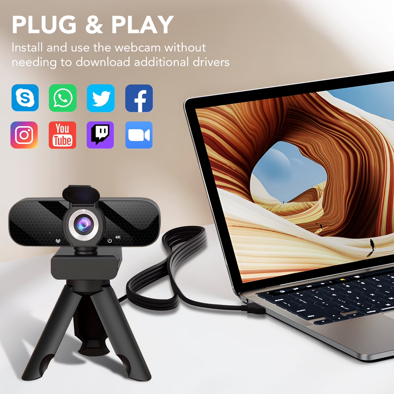 4K UHD Webcam PDAF Autofocus Noise Cancel Mic USB A Privacy Cover PC Laptop1