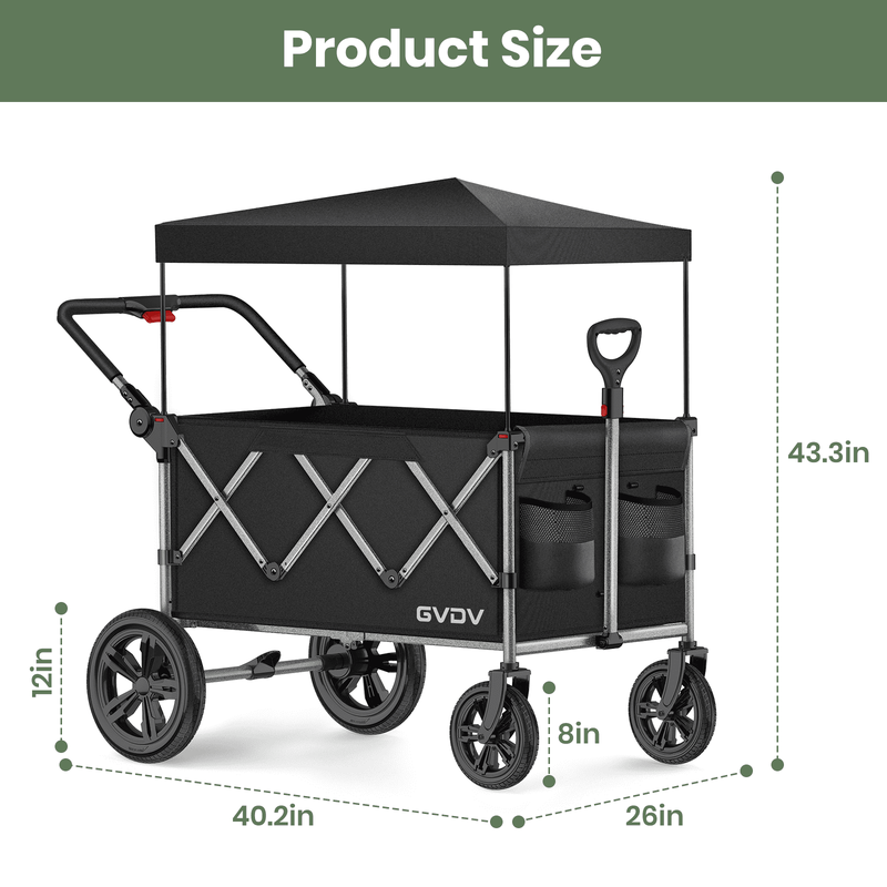 Stroller Wagon for Kids, 3-In-1 Collapsible Double Stroller Wagon for Toddlers, 7
