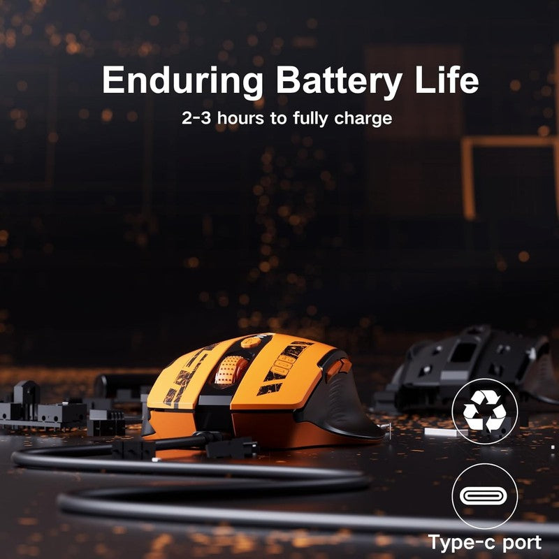 Wireless Rechargeable Mouse 2.4GHz Ergonomic 4 DPI Levels Yellow4
