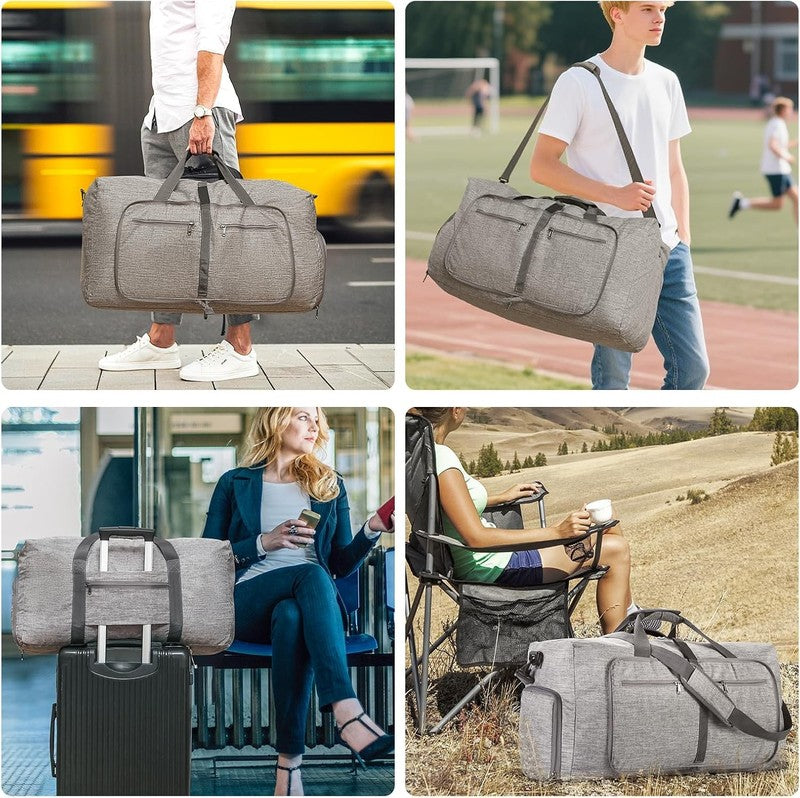 65L/85L/115L Foldable Travel Duffle Bag, Lightweight Checked Luggage with Shoe C8