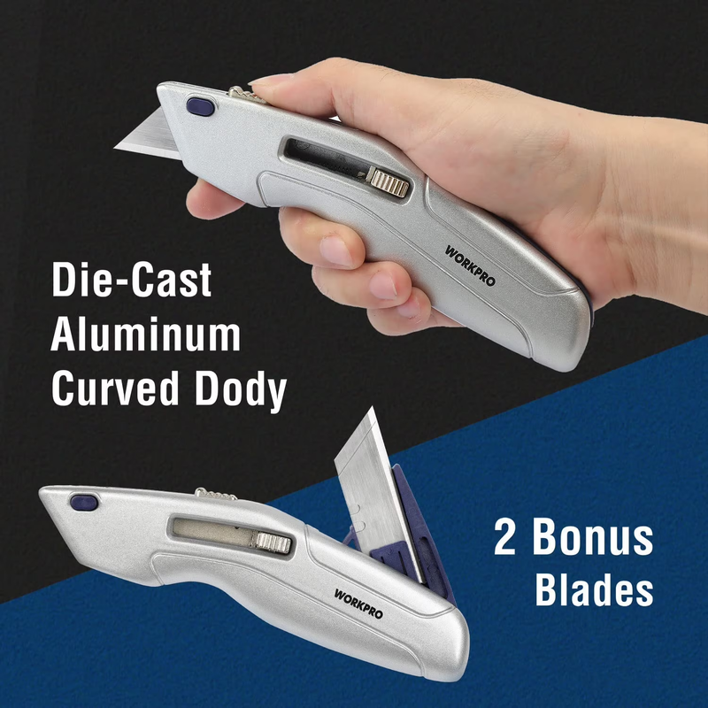 Retractable Utility Knife and Self Retracting Safety Box Cutter 2 In 1 with 24