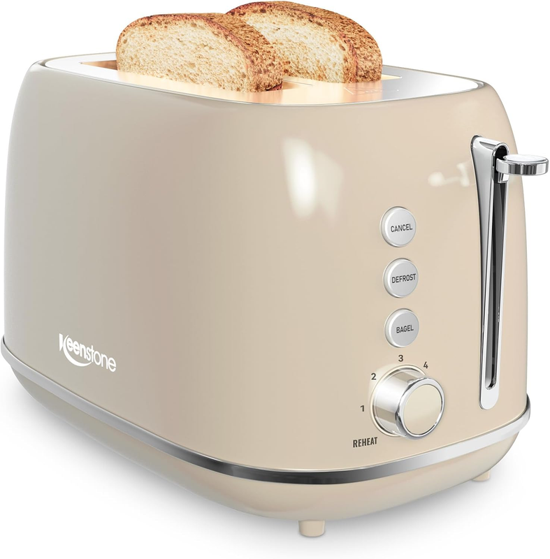 Retro 2 Slice Toaster Taupe - Stainless Steel, Bagel, Defrost, 6 Shade Wide Slot9
