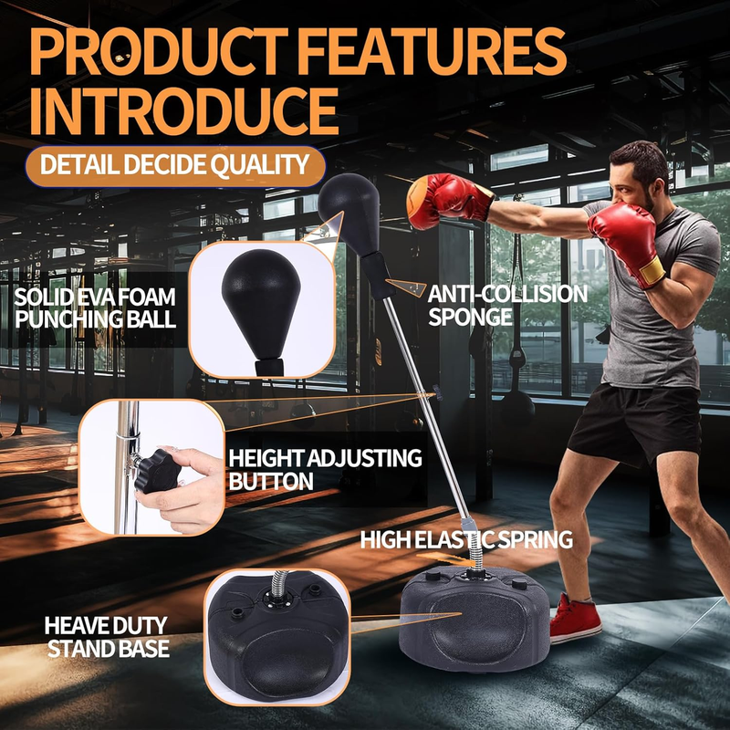 Punching Bag w Stand Fast Rebound Adjustable Height Boxing Training Fit2