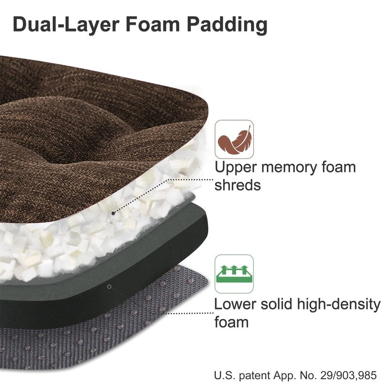 3.5" Tufted Memory Foam Chair Cushions Set of 4 16.5"x16.5" Dark Brown1