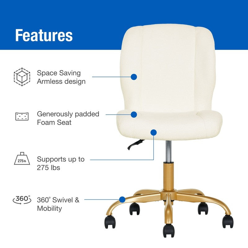 Bouclé Armless Office Chair for Adults and Teens, Cream1