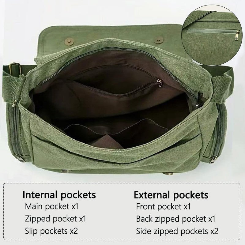 Pattern Messenger Bag Cute Canvas Crossbody Shoulder Handbag Pockets Unisex3