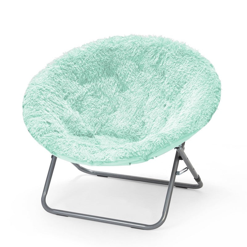 Mongolian Faux Fur Oversized Moon Chair, Aqua4