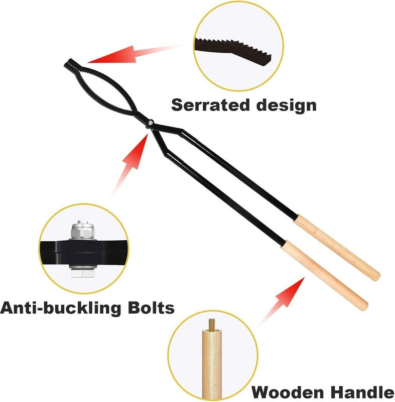 42" Fire Tongs & Poker Set – Heavy Duty Log Grabbers for Fire Pit, 6