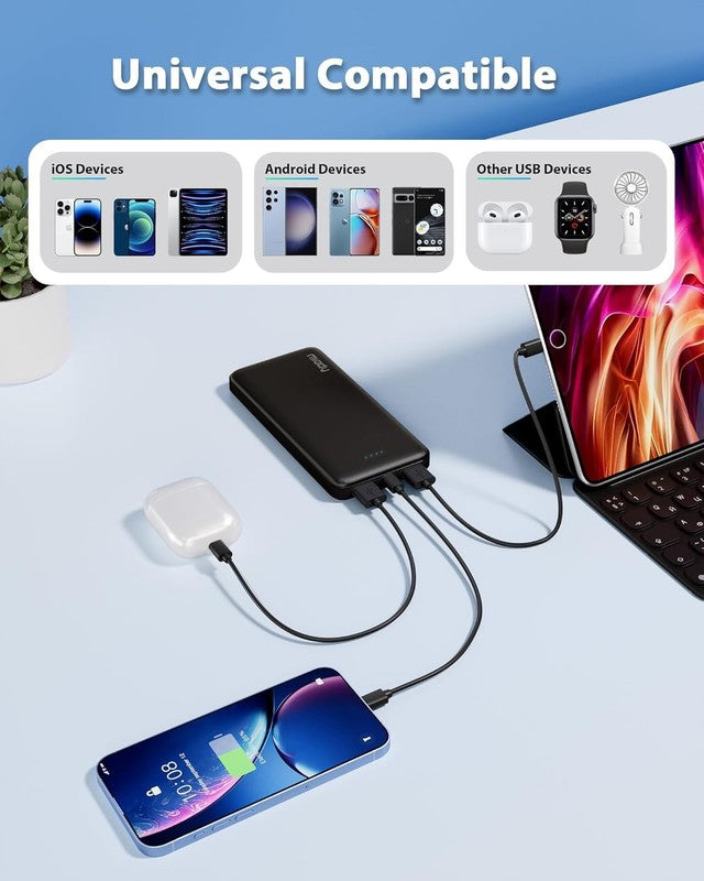 2 Pack 10000mAh Dual USB Portable Charger, Fast Charging Power Bank for Phones4