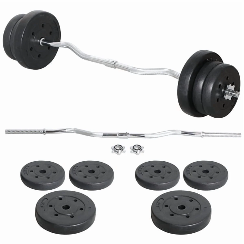 55 Lb Olympic Barbell Weight Set for Gym Lifting Exercise Workout, Black10