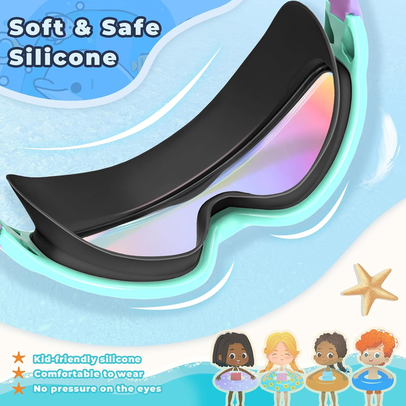 2 Pack Kids Swim Goggles Ages 3-15 UV Anti Fog Pool Boys Girls Youth3