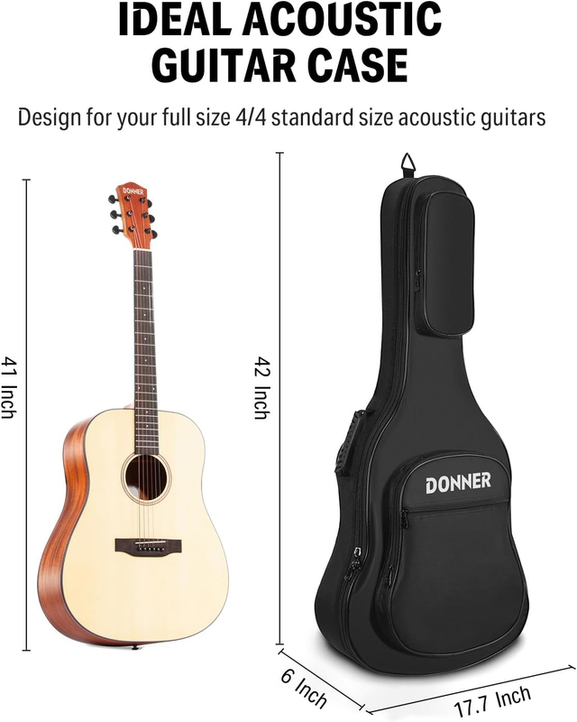 40 41 Inch Acoustic Guitar Case, 0.4 Inch Thick Padding Sponge 600D Ripstop Wate1