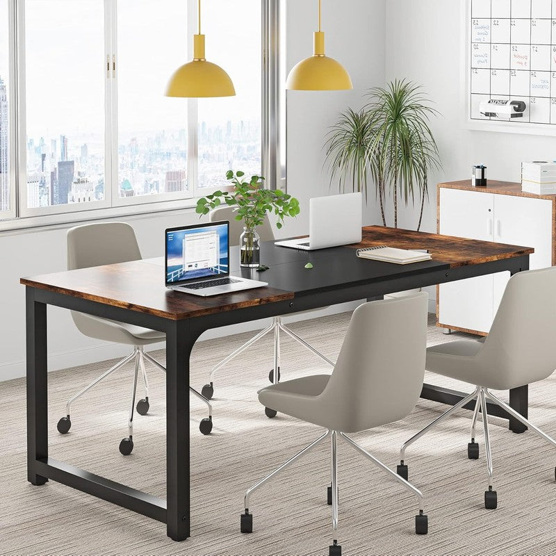 63x31.5'' Modern Computer Desk Large Office Writing Desk Vintage Black Metal4
