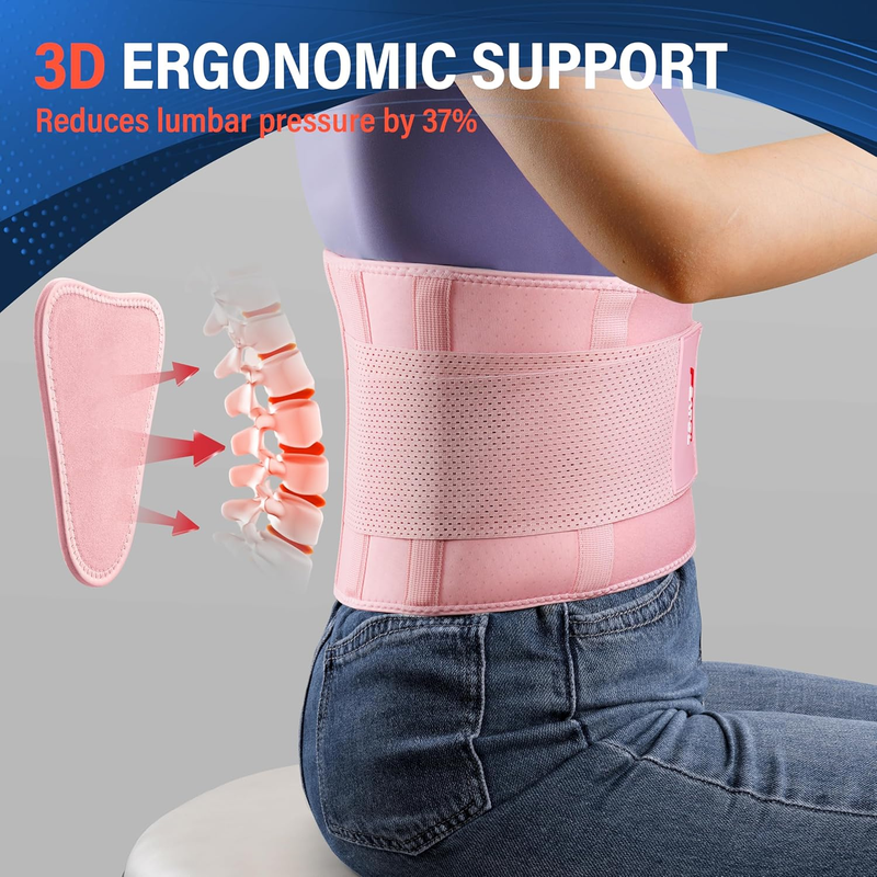 Back Brace Lumbar Support Belt Lower Back Pain Relief Pink L/XL1