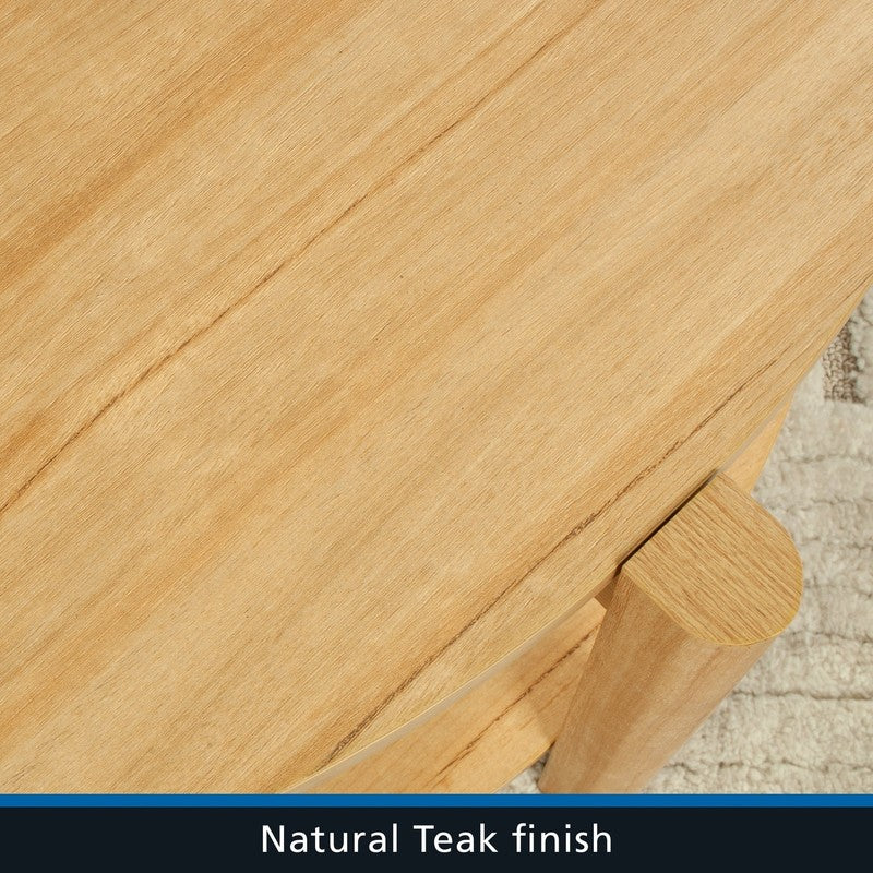 round Modern Dowel Coffee Table, Natural Teak Finish8