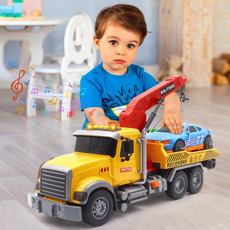 Kids Tow Truck with Car Toys, 15" Large Tow Truck Toy, Friction Powered Transpor5