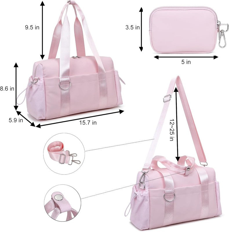 Everyday Mini Gym Bag Women 2.0 Tote Waterproof Travel Duffle Pink Coin Wallet4