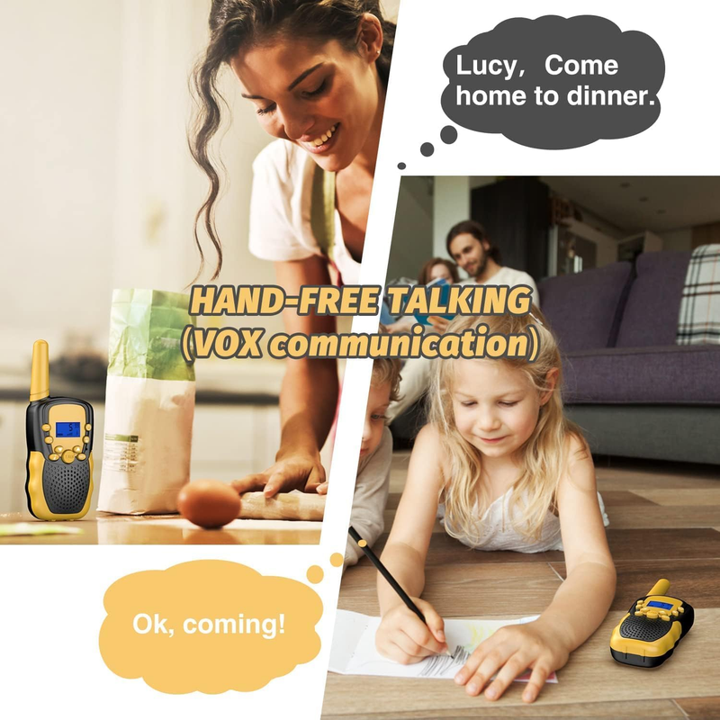 Kids Walkie Talkies Yellow 22 Channel 2 Way Radio 3 Mile Range LCD3