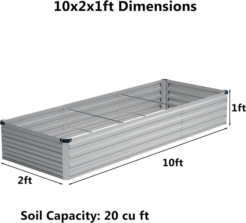 10X2X1Ft(2 Pack) Galvanized Raised Garden Bed,Outdoor Planter Box Metal Patio Ki1