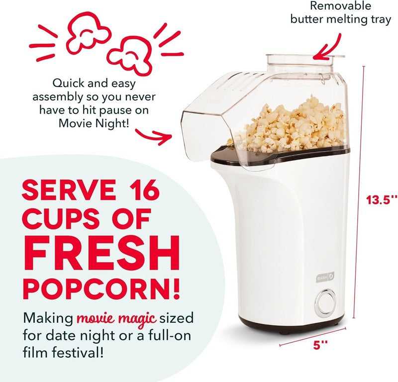 Fresh Pop Popcorn Maker - Oil-Free, Air Popcorn Popper - with Measuring Cup & Re2